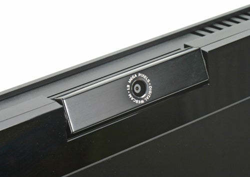 Close-up of the Asus PG191 Gaming Monitor's upper bezel showing integrated webcam and microphone.