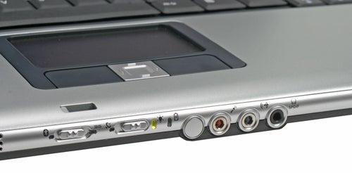Close-up view of the side panel of an Acer Aspire 5650 3G laptop showing various ports and connectors.
