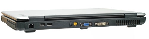 Side view of a closed Acer Aspire 5650 3G laptop showing ports including USB, VGA, and cooling vents.