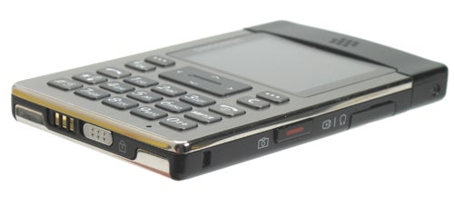 Samsung SGH-P300 mobile phone, showcasing its slim design, with numeric keypad and display screen visible.