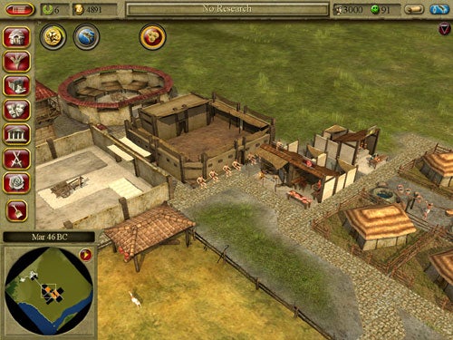Screenshot of CivCity: Rome gameplay showing ancient city-building.
