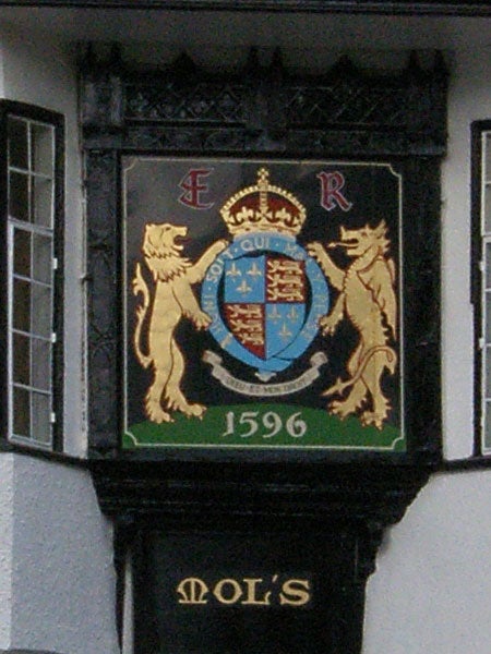 Coat of arms on a building with the date 1596.