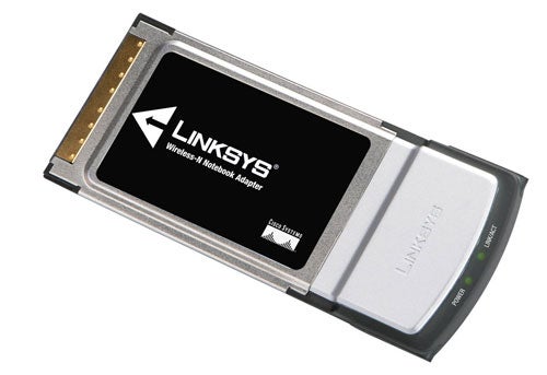 Linksys Wireless-N notebook adapter on white background.