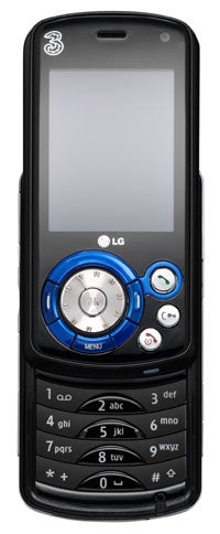 Black LG U400 music phone with a distinctive circular navigation wheel below the screen, numerical keypad, and dedicated music buttons, displayed against a white background.