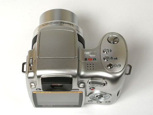 Kodak EasyShare Z650 digital camera viewed from above, showing the top and back panels with control buttons, the electronic viewfinder, and the LCD screen.