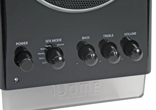 Close-up of Abit iDome Digital Speakers control knobs.