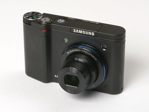 Samsung NV10 digital camera on a white background.