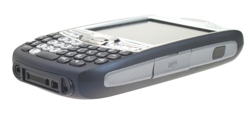 Side view of a Palm Treo 750v smartphone showing the full QWERTY keyboard and side buttons.