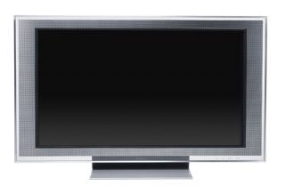 Sony Bravia KDL-46X2000 46-inch LCD TV with black screen and silver bezel on a stand against a white background.