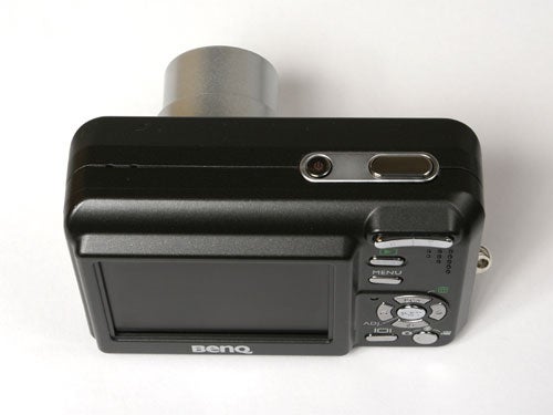 BenQ DC C1000 10-Megapixel Compact Camera displayed on a plain background, showing the rear LCD screen, control buttons, and branding.