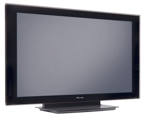 Pioneer PDP-5000EX 50-inch plasma television on a stand with brand logo visible on the bottom frame, against a white background.