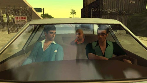 Screenshot of characters driving in 