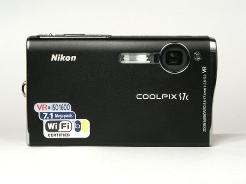 Nikon Coolpix S7c digital camera with 7.1 Megapixels resolution, VR ISO 1600 labeling, WiFi certified logo, shown against a neutral background.