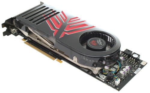 Leadtek WinFast PX8800 GTX TDH graphics card with black and red cooler design on a white background.