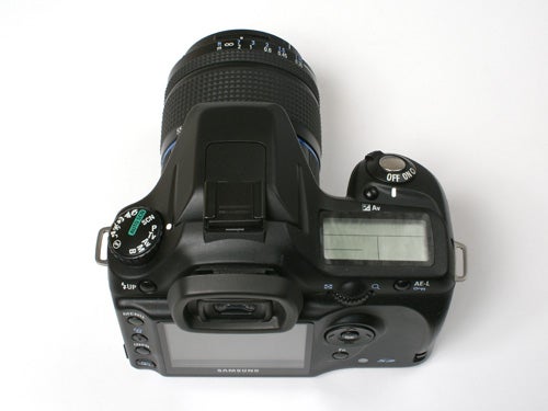 Samsung GX 1L DSLR camera with lens from above view.