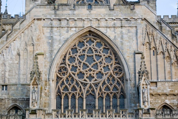 Detailed gothic church window architecture