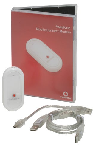 Vodafone USB Mobile Connect Modem with packaging and cables.
