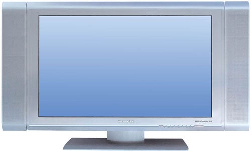 TechniSat HD-Vision 32 inch LCD television with silver bezel and stand displayed against a white background.