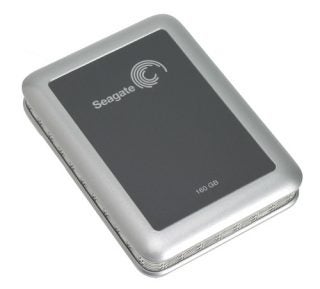 Seagate 160GB portable external hard drive with black and silver casing.