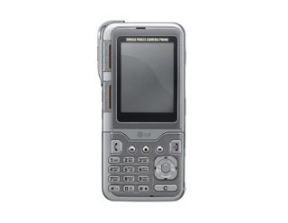 LG KG920 5-megapixel cameraphone displayed frontally showing its screen, numerical keypad, and camera shutter button.