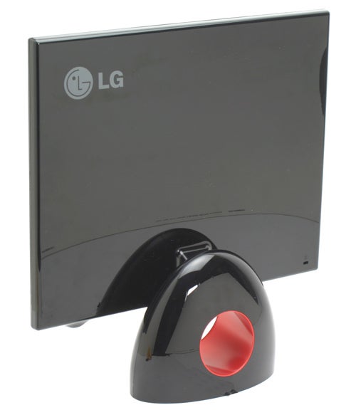 LG L1900R 'Ring' Monitor with distinctive circular stand and glossy black finish viewed from the back.