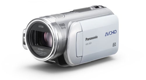 A Panasonic HD camcorder with a silver body and Leica lens, displaying the AVCHD logo on its side, placed against a white background.