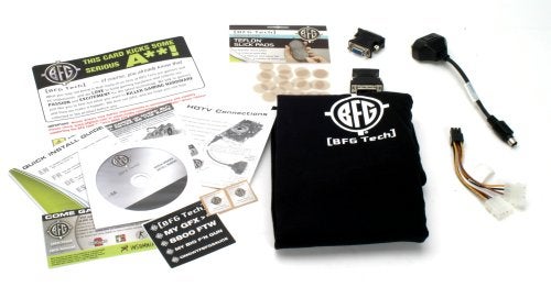 BFG GeForce 8800 GTS graphics card packaging contents.