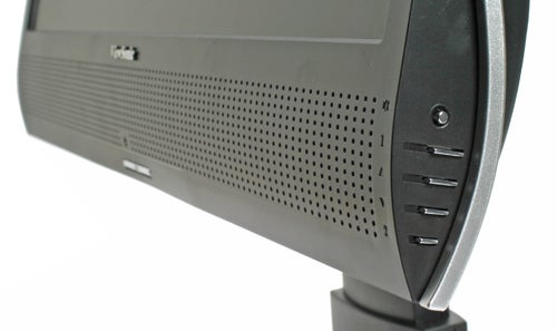 Close-up view of the Viewsonic VG2230wm monitor showing the side profile with control buttons and speaker grille.