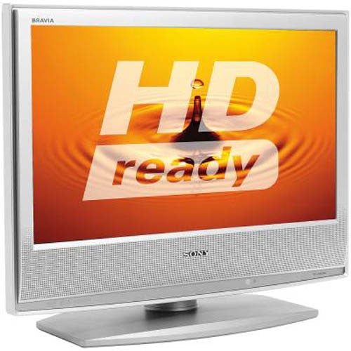 Sony KDL-20S2020 20-inch LCD TV with 'HD ready' on screen display and silver frame and stand.