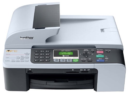 Brother MFC-5460CN Multi-Function Printer with paper feeder, control panel, and print output tray.