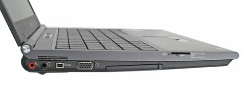Side view of a Sony Vaio VGN-SZ3XP laptop showing ports and CD drive.