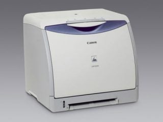 Canon LaserShot LBP-5000 color laser printer on a white background.