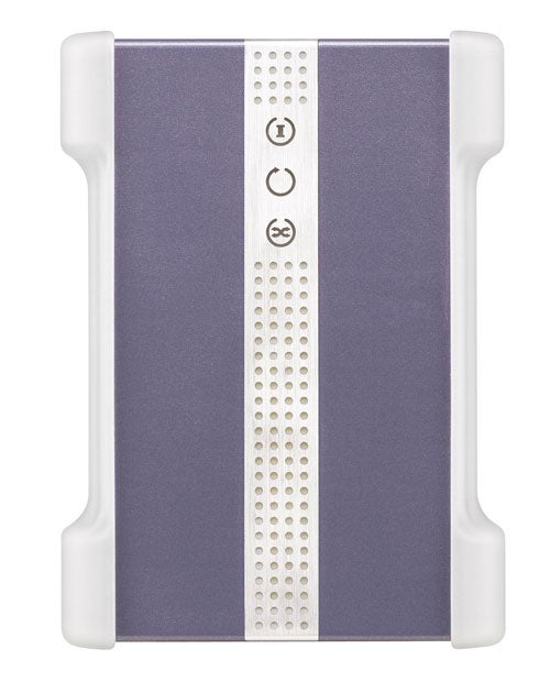 Front view of a Maxtor Shared Storage II 1TB external hard drive with LED indicators and power button.