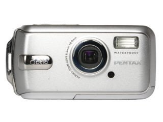 Pentax Optio W20 waterproof digital camera on a white background.