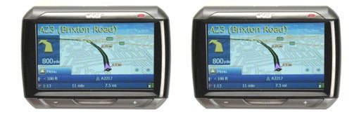 Acer P660 Portable Navigator displaying a map route on screen