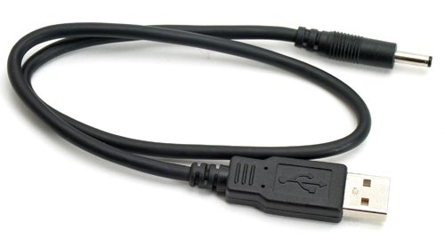 USB to DC power cable for electronic devices.