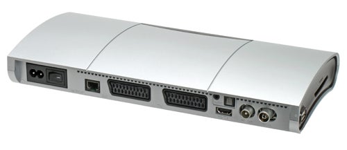 Evesham iPlayer 80GB HD Media Centre with multiple rear connection ports including HDMI, Ethernet, and audio jacks on a white background.