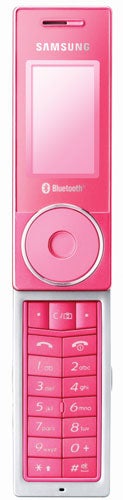 Samsung SGH-X830 pink mobile phone with display closed and keypad extended, showing the circular navigation pad and numerical keys.