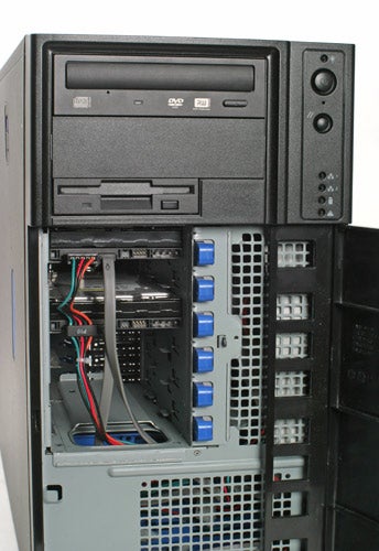 Evesham SilverEdge 300AH server with open case showing internals.