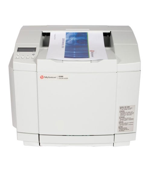 TallyGenicom 8108N Colour Laser printer with printed page.