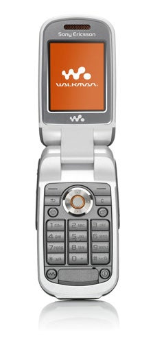 Sony Ericsson W710i flip phone with Walkman logo displayed on screen and keypad visible.