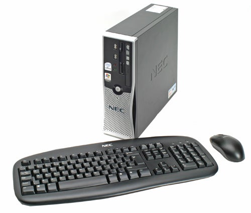 NEC PowerMate ML460 Pro desktop computer with accompanying keyboard and mouse on a white background.