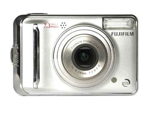 Fujifilm FinePix A700 digital camera with a 7.3 megapixels sensor and Fujinon zoom lens displayed against a white background.