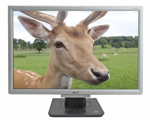 Acer AL2216w 22-inch widescreen LCD monitor displaying a high-resolution image of a deer in a field.