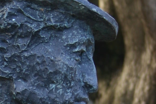 Close-up of a statue's face showcasing the detailed texture, potentially taken with a Canon EOS 400D to demonstrate the camera's high-resolution capture capabilities.