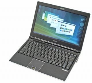 Asus U1F Ultra-Portable Notebook opened on desk.