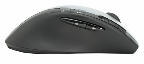 Logitech MX610 Left-Hand Cordless Mouse isolated on a white background, showing its ergonomic design with programmable buttons and scroll wheel.