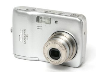 Nikon CoolPix L6 digital camera displayed on a white background with lens extended.