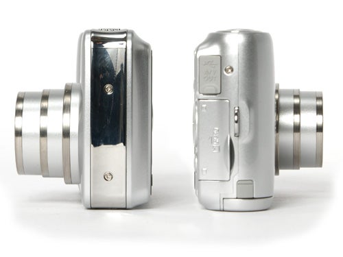 Two Nikon CoolPix L6 digital cameras presented side-by-side showing different angles with the lenses extended.