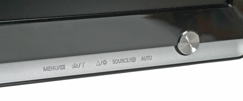 Close-up of Samsung SyncMaster 226BW monitor's control buttons and power button on the front bezel.